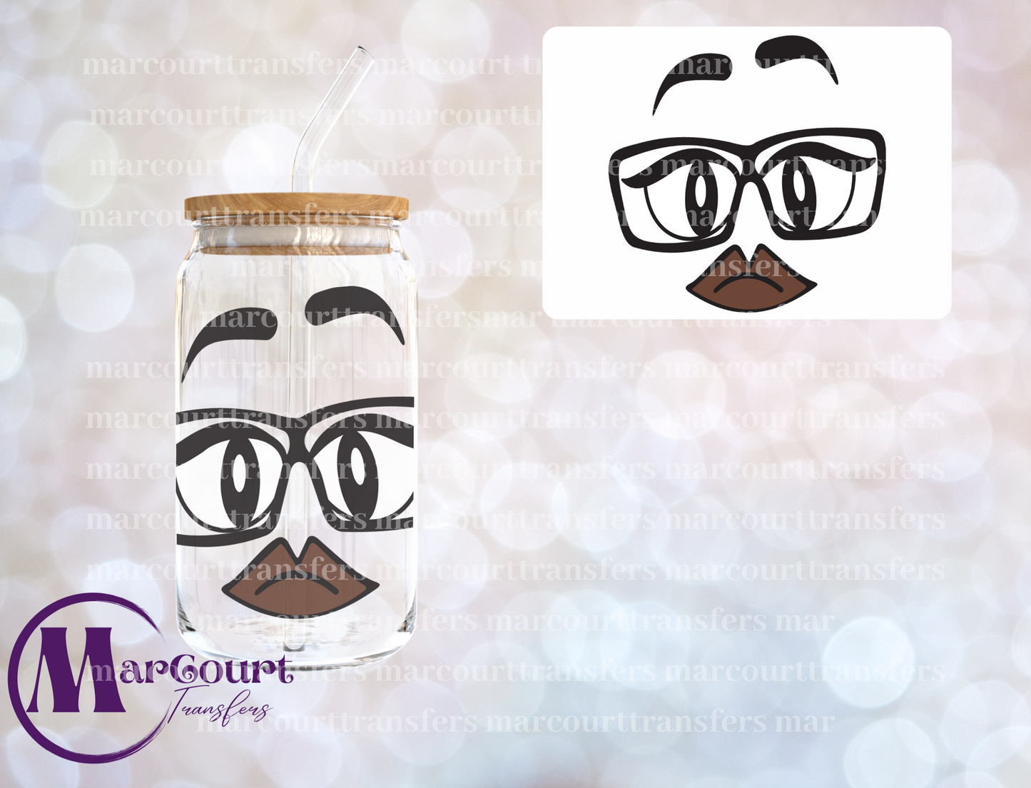 M&M BROWN FACE -DECAL-UV DTF CUP WRAP