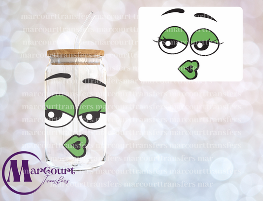 M&M GREEN FACE -DECAL-UV DTF CUP WRAP