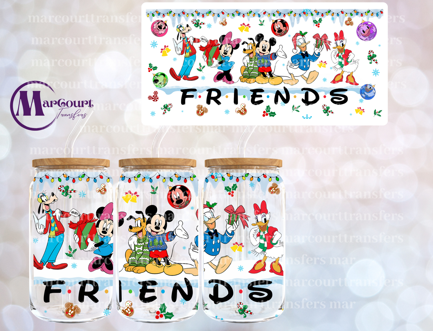 MAGICAL CHRISTMAS FRIENDS 2-16 0Z-UV DTF CUP WRAP