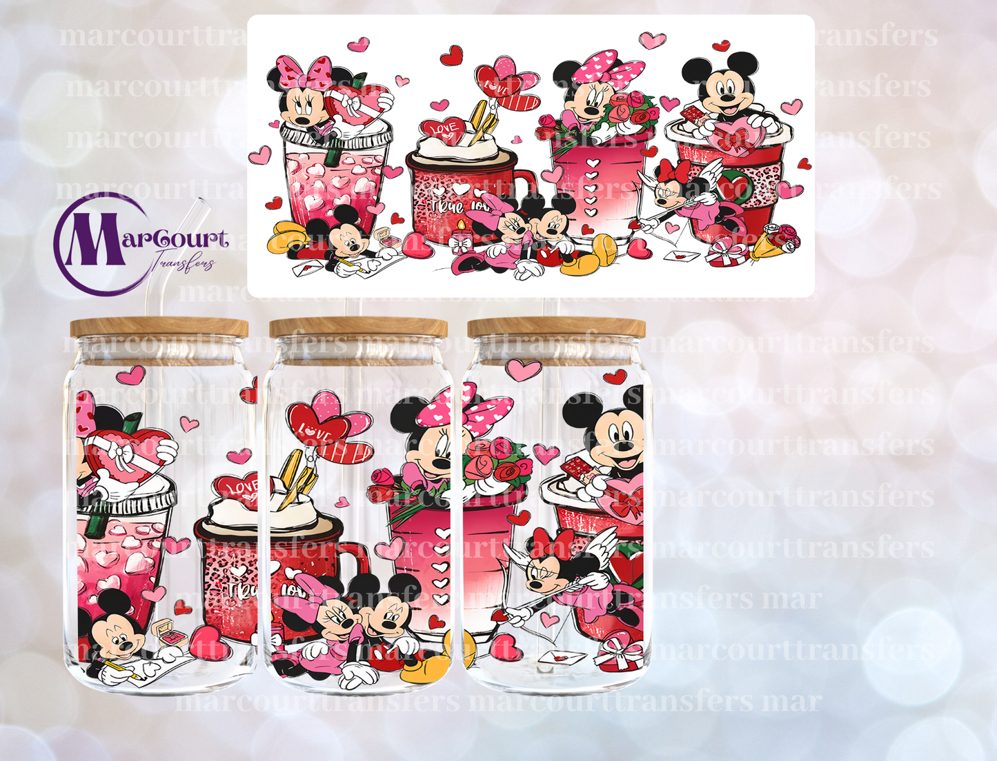 VALENTINE MOUSE LATTE-16 0Z-UV DTF CUP WRAP