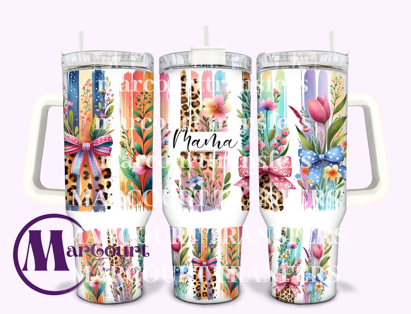 MAMA BRUSH FLORAL-40 0Z-SUBLIMATION TUMBLER TRANSFER