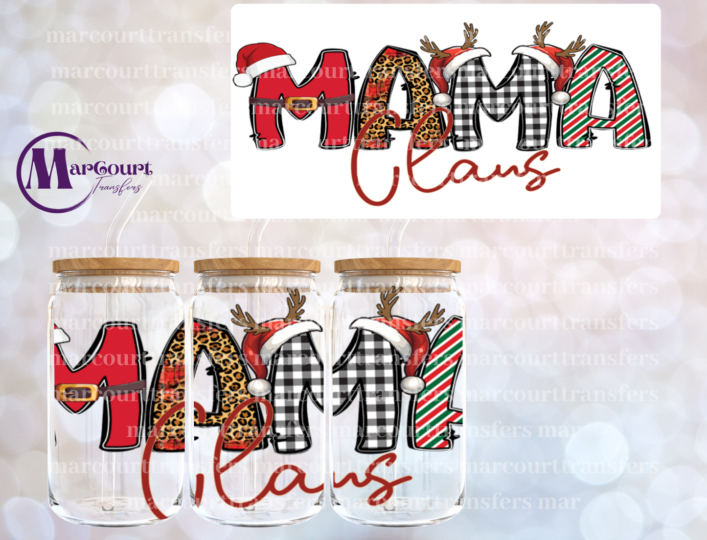 MAMA CLAUS-16 0Z-UV DTF CUP WRAP