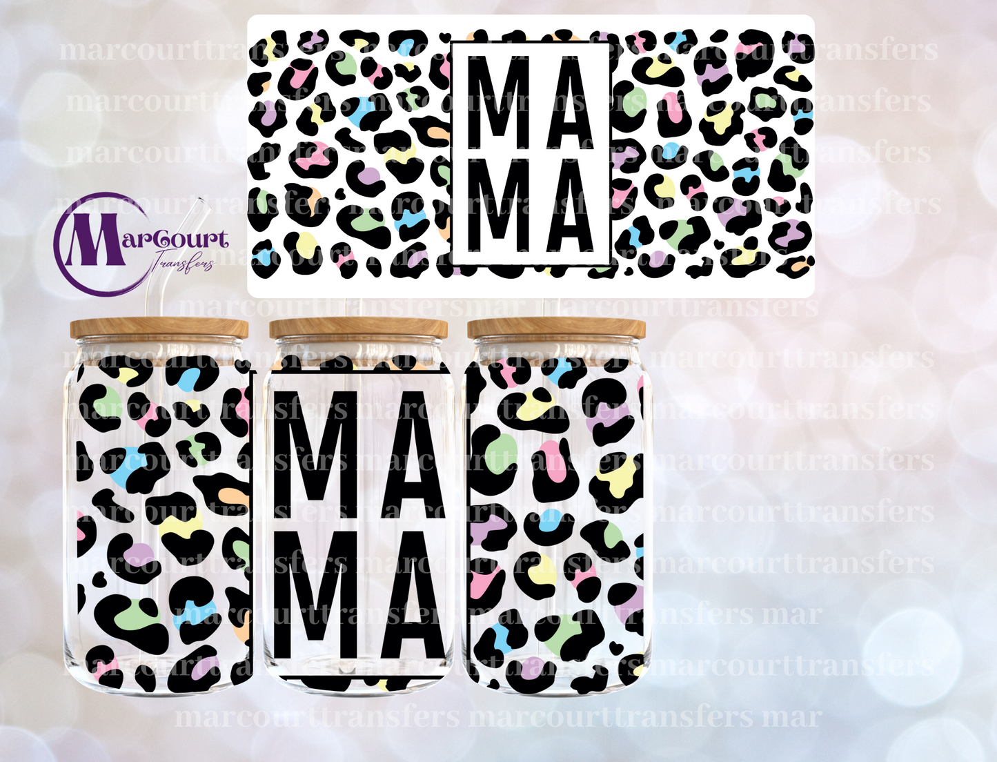 MAMA COLORFUL LEOPARD-16 0Z-UV DTF CUP WRAP