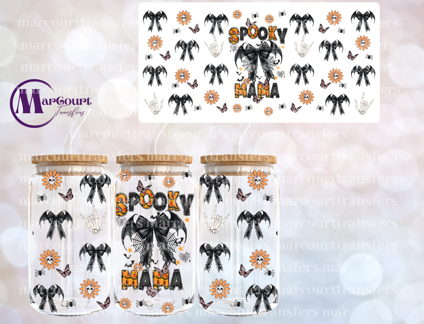 MAMA COQUETTE HALLOWEEN BAT-16 0Z-UV DTF CUP WRAP