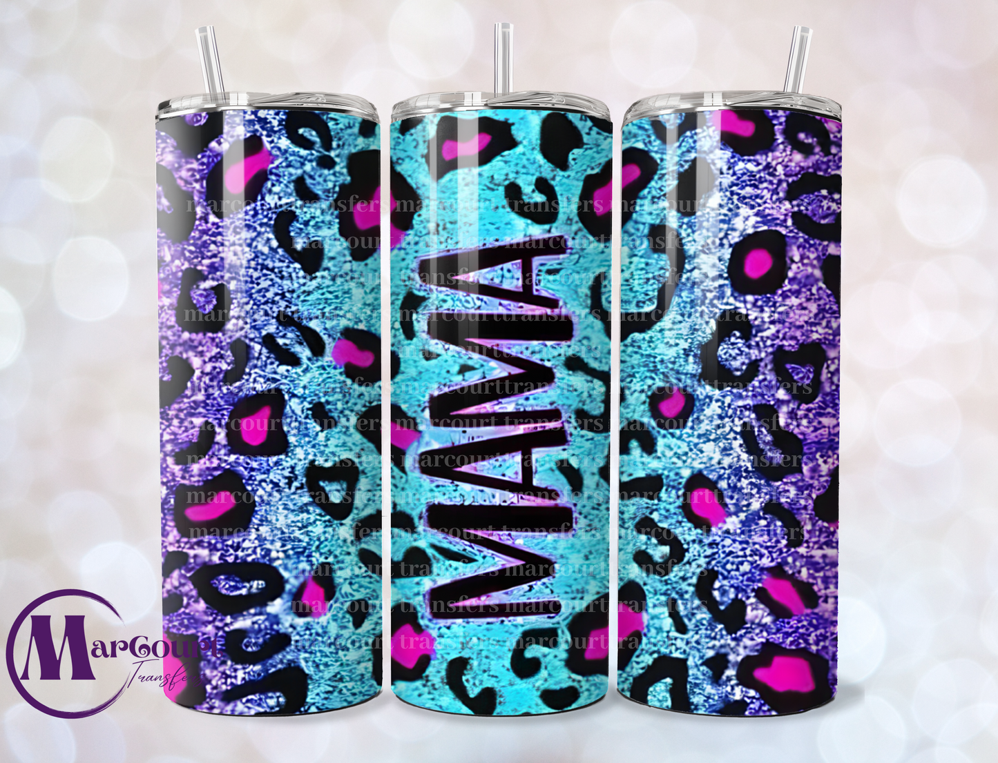 MAMA GLITTER CHEETAH-SKINNY TUMBLER TRANSFER