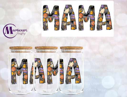 MAMA  HALLOWEEN LETTERS-16 0Z-UV DTF CUP WRAP