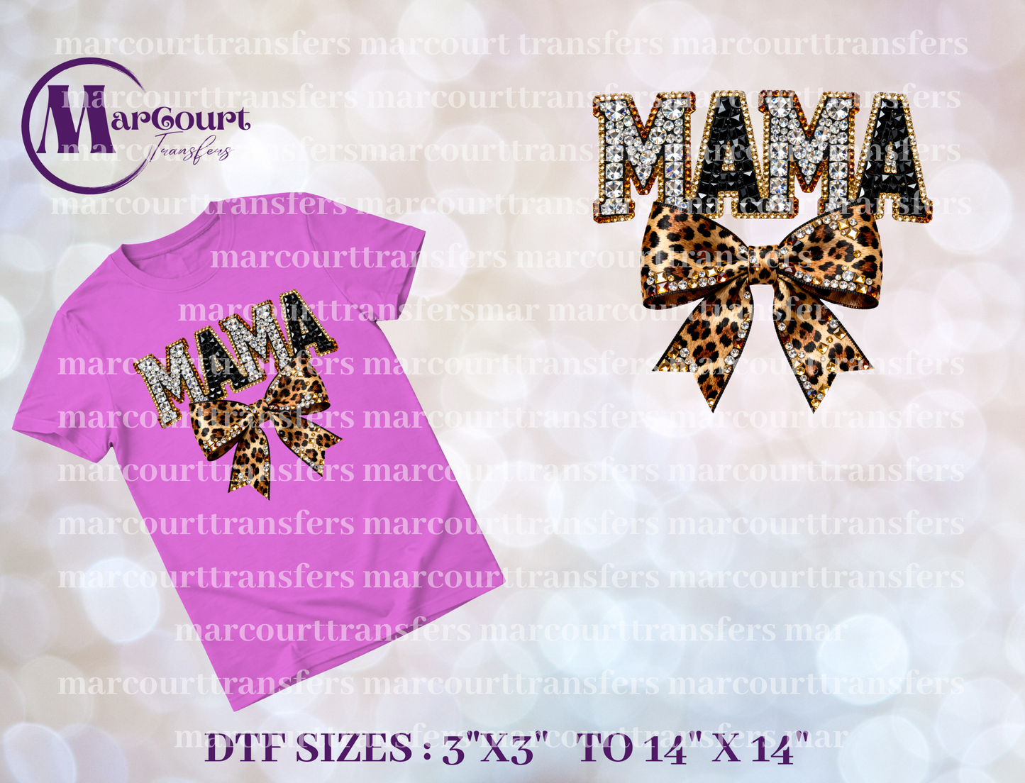 DTF-MAMA LEOPARD FAUX BLING