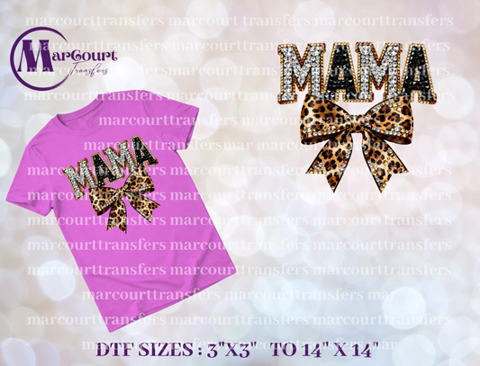 DTF-MAMA LEOPARD FAUX BLING