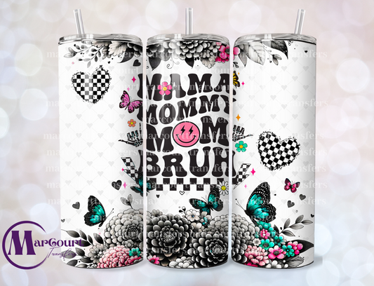 MAMA MOMMY MOM BRUH CHECKERED-SKINNY TUMBLER TRANSFER (SUBLIMATION)
