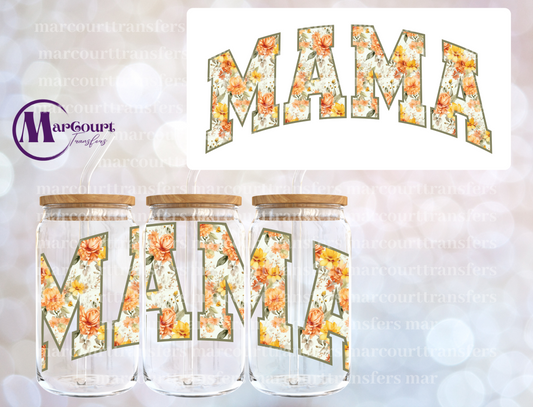 MAMA ORANGE FLORAL-16 0Z-UV DTF CUP WRAP