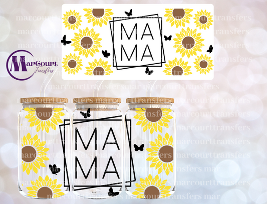 MAMA SUNFLOWERS-16 0Z-UV DTF CUP WRAP