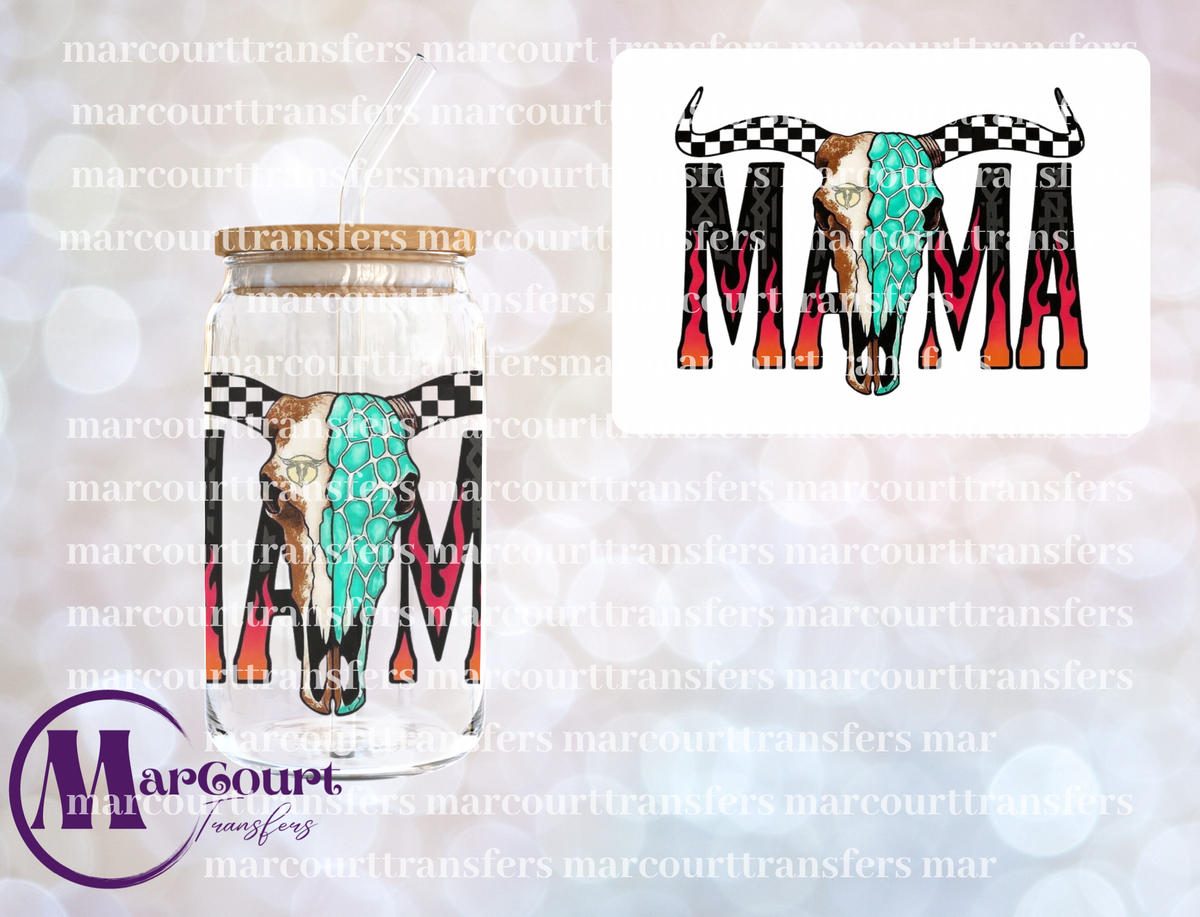 MAMA TEAL SKULL 2-UV DTF CUP WRAP
