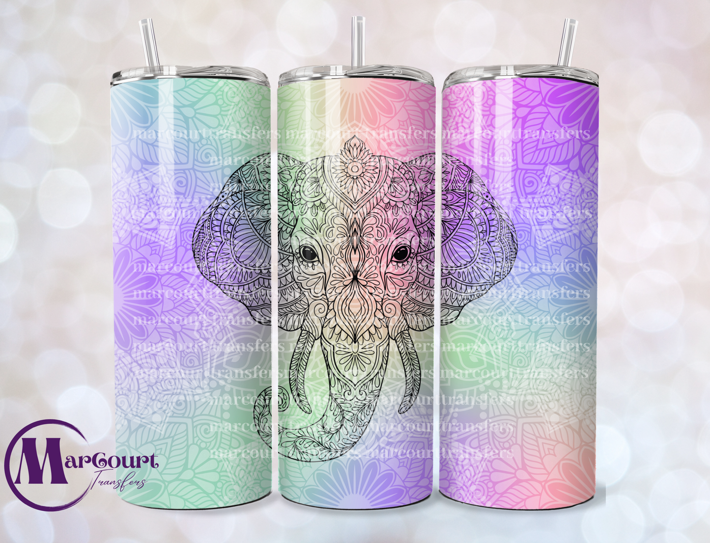 MANDALA ELEPHANT-SKINNY TUMBLER TRANSFER