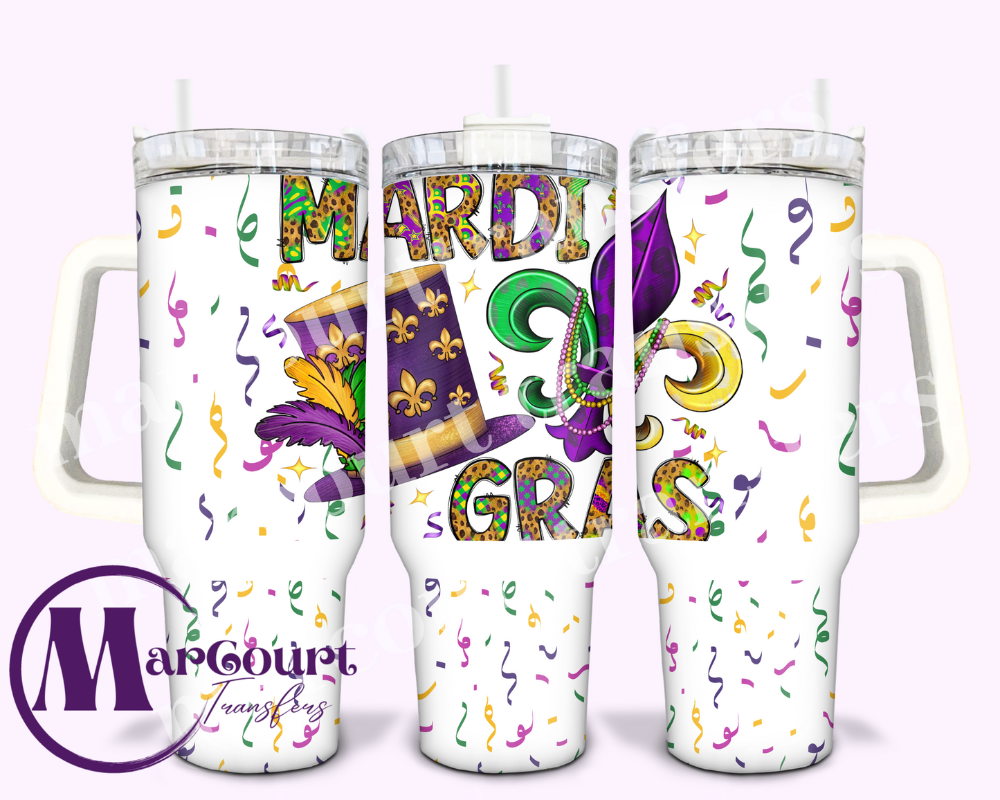 MARDI GRAS-40 0Z-UV DTF CUP WRAP