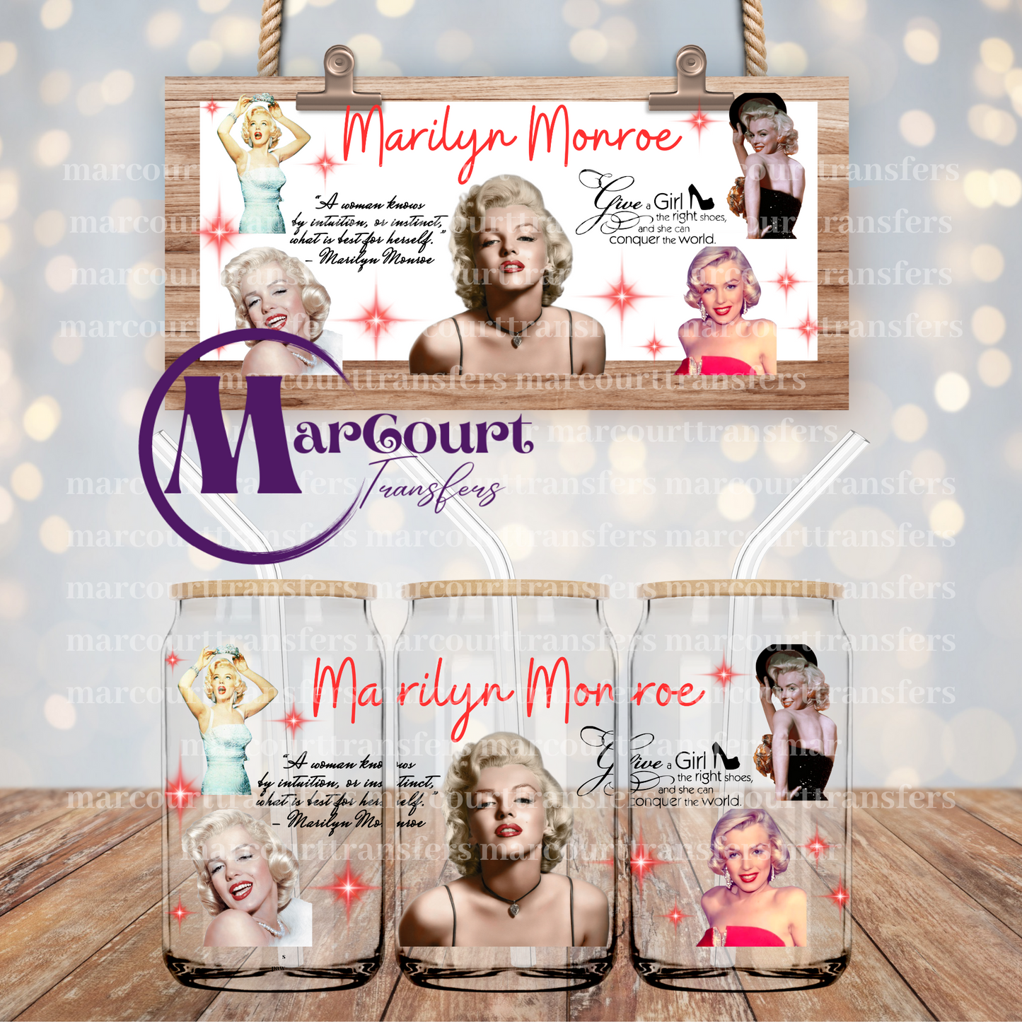 MARILYN MONROE-16 0Z-UV DTF CUP WRAP