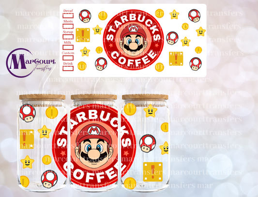 MARIO STARBUCKS 2-16 0Z-UV DTF CUP WRAP