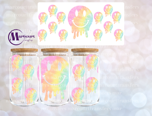 MELTING SMILESY(TIE DYE)-16 0Z-UV DTF CUP WRAP