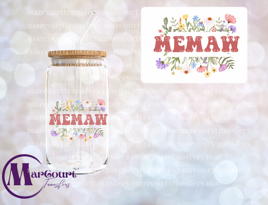 MEMAW FLORAL 1-DECAL-UV DTF CUP WRAP