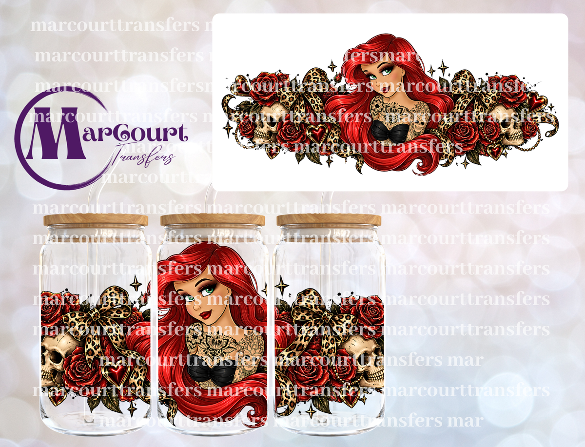 MERMAID PRINCESS TATTOOS-16 0Z-UV DTF CUP WRAP