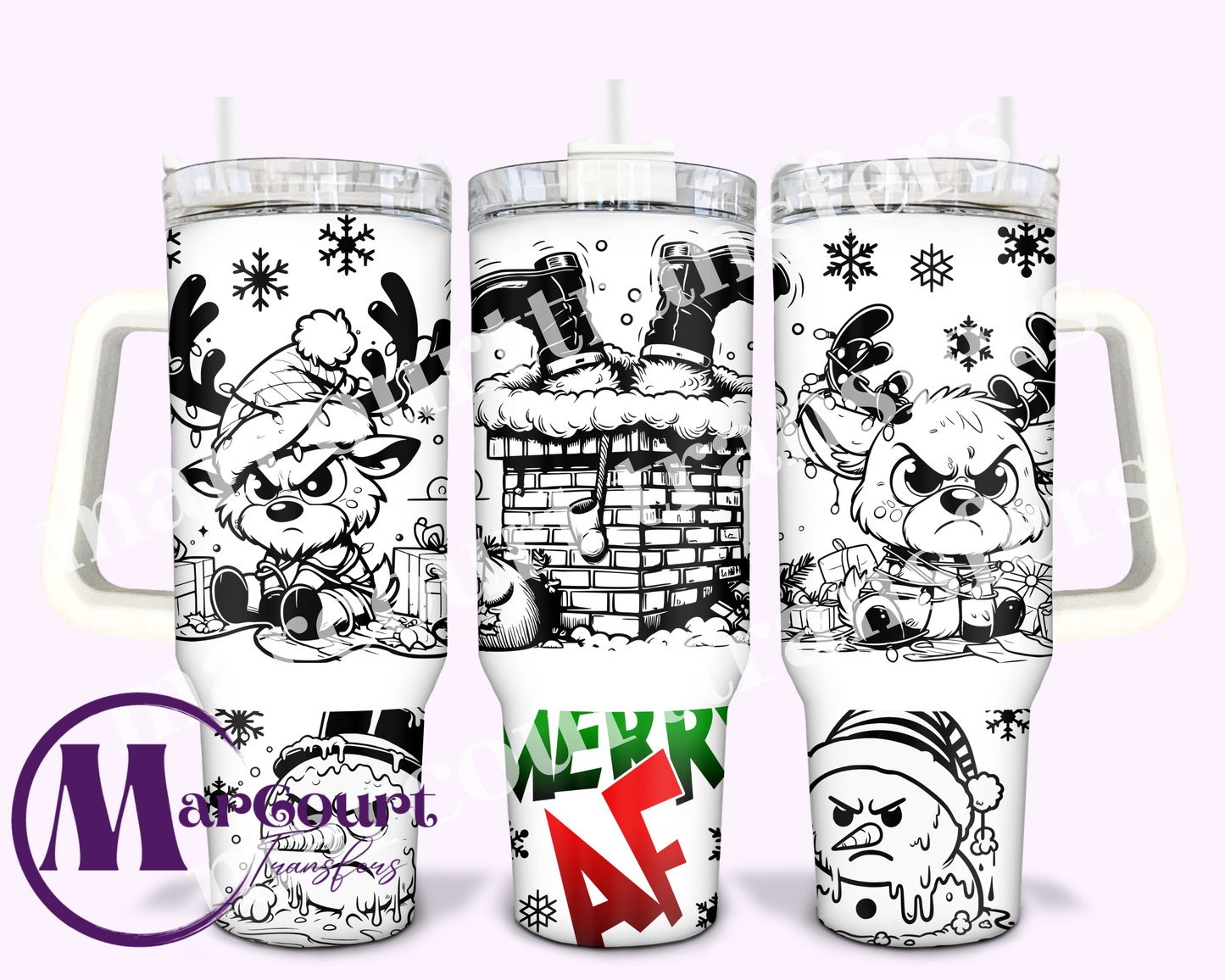 MERRY AF COLORED BOTTOM-40 0Z-SUBLIMATION TUMBLER TRANSFER