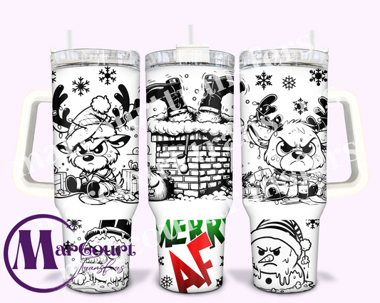 MERRY AF COLORED BOTTOM-40 0Z-SUBLIMATION TUMBLER TRANSFER