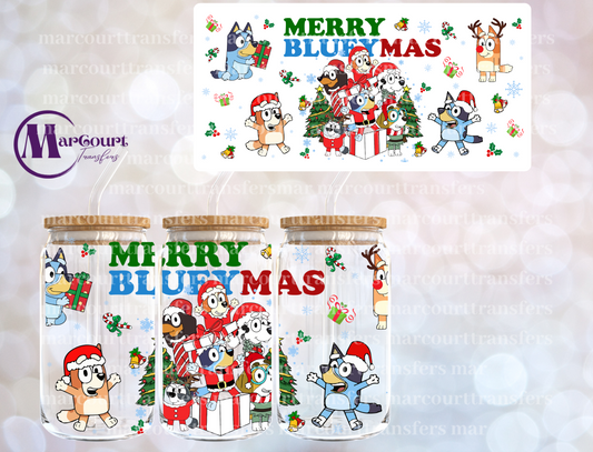 MERRY BLUEY CHRISTMAS 1-16 0Z-UV DTF CUP WRAP