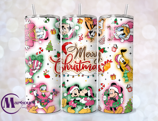 MERRY CHRISTMAS MICKEY AND GANG-SKINNY TUMBLER TRANSFER