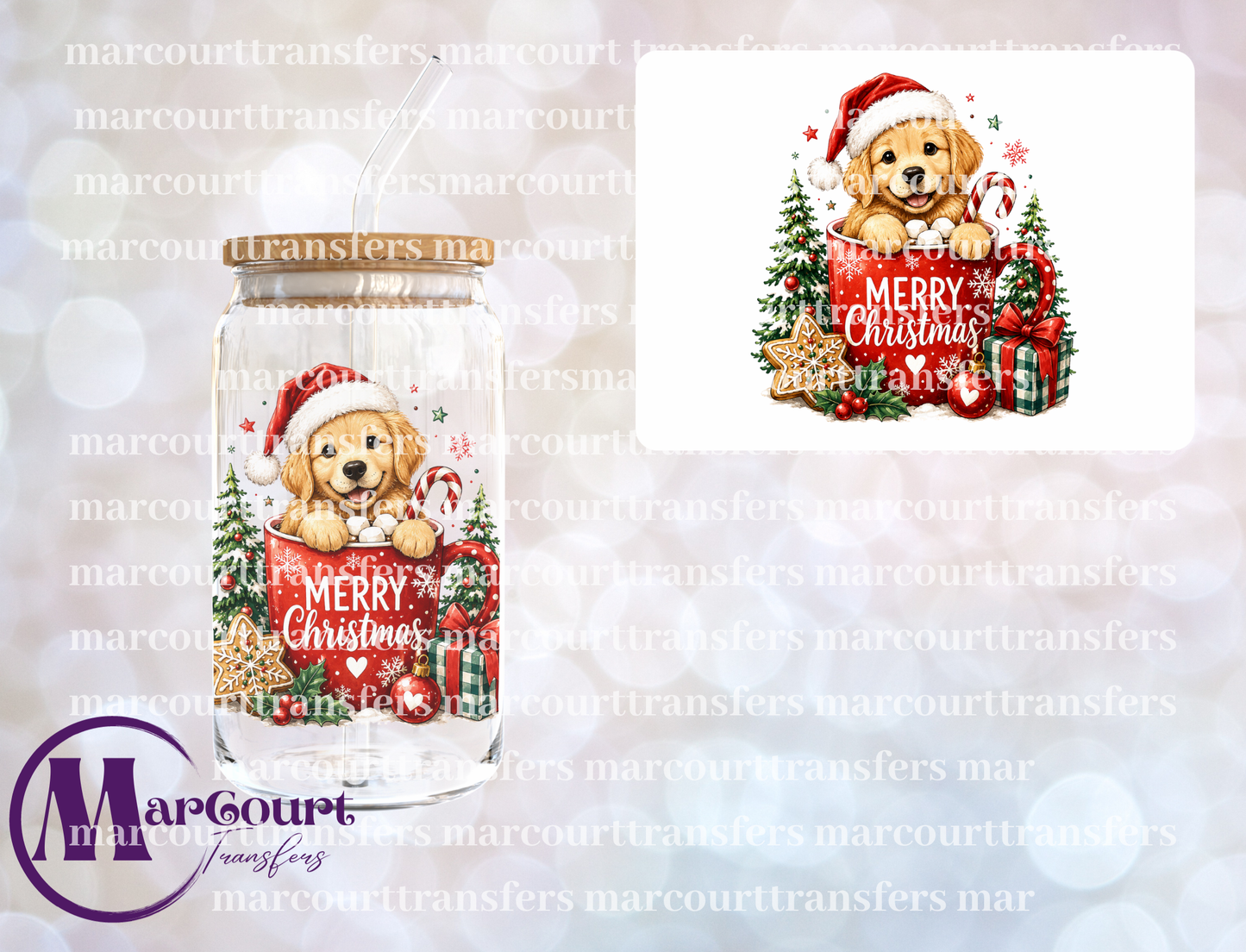 MERRY CHRISTMAS PUPPY-UV DTF CUP WRAP
