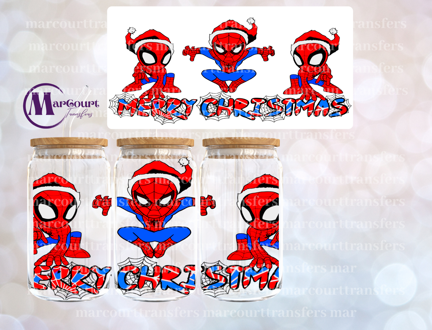 MERRY CHRISTMAS SPIDEY-16 0Z-UV DTF CUP WRAP