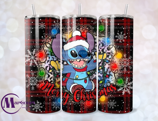 MERRY CHRISTMAS STITCH PLAID-SKINNY TUMBLER TRANSFER