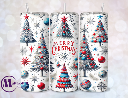 MERRY CHRISTMAS CHRISTMAS TREES-SKINNY TUMBLER TRANSFER