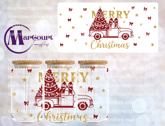MERRY CHRISTMAS TRUCK-16 0Z-UV DTF CUP WRAP
