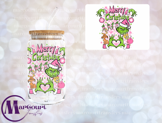 MERRY CHRISTMAS PINK HEART HANDS-DECAL-UV DTF CUP WRAP