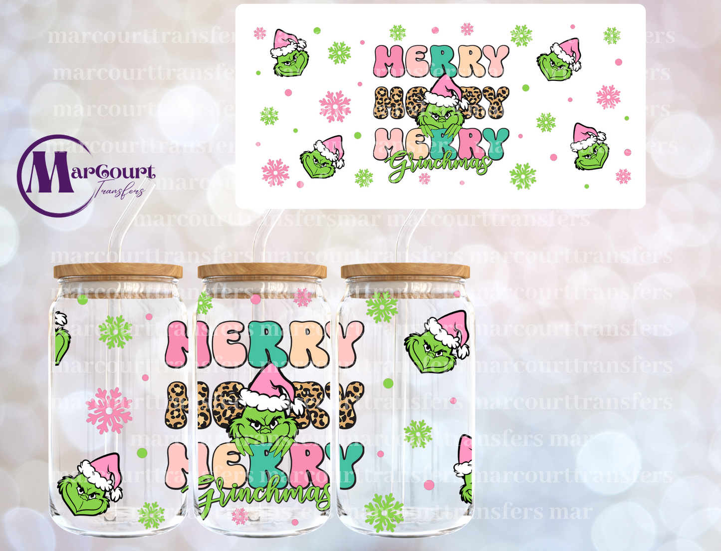 MERRY MERRY MERRY GRINCHMAS PINK-16 0Z-UV DTF CUP WRAP