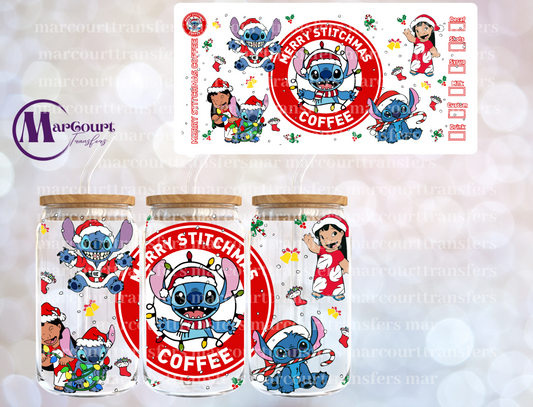 MERRY STITCHMAS COFFEE-16 0Z-UV DTF CUP WRAP