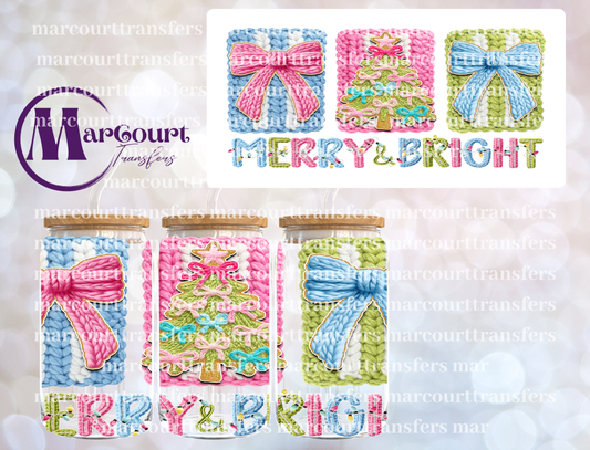MERRY AND BRIGHT FAUX YARN-16 0Z-UV DTF CUP WRAP