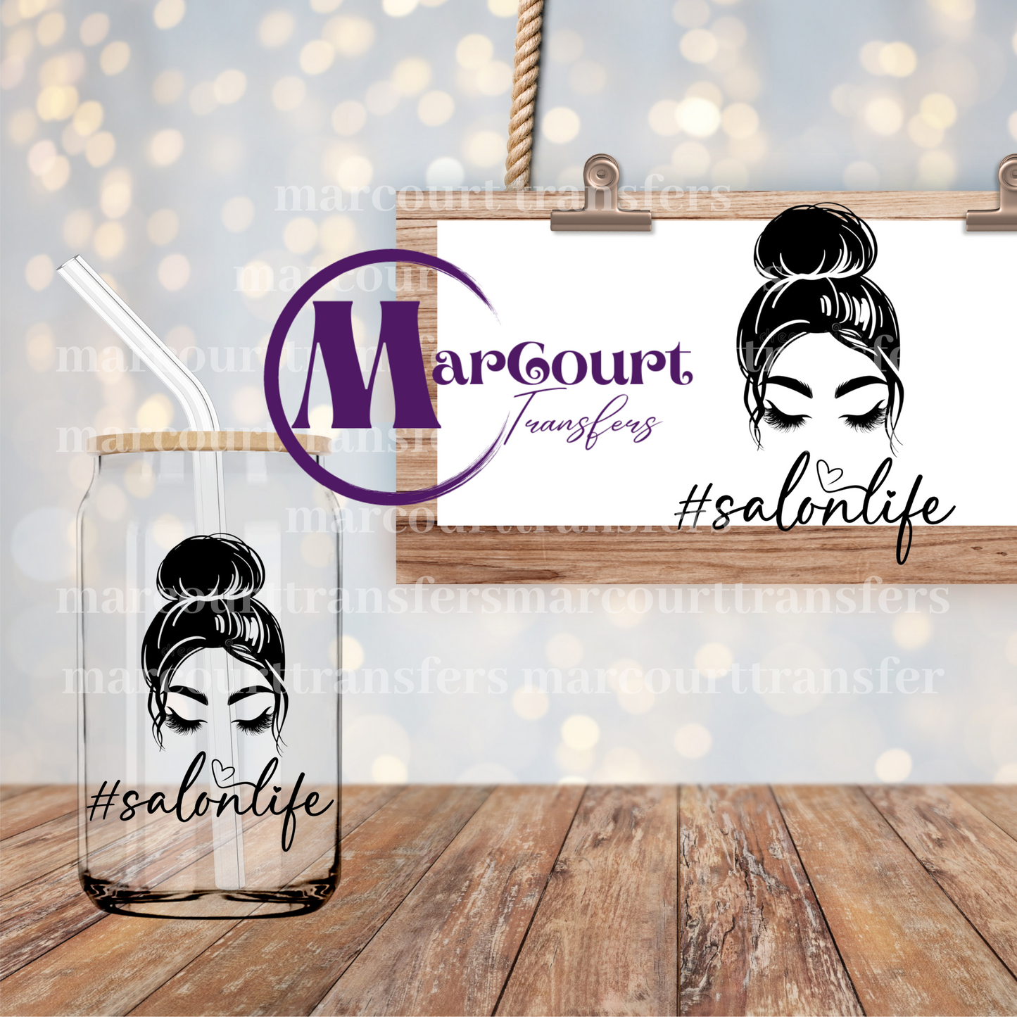 SALON LIFE MESSY BUN-DECAL-UV DTF CUP WRAP