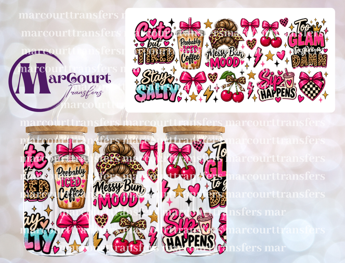 MESSY BUN MOOD-16 0Z-UV DTF CUP WRAP