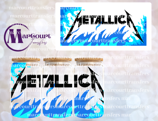 METALLICA BLUE FLAMES-16 0Z-UV DTF CUP WRAP