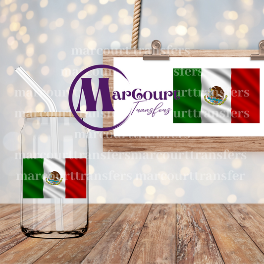 MEXICAN FLAG-DECAL-UV DTF CUP WRAP