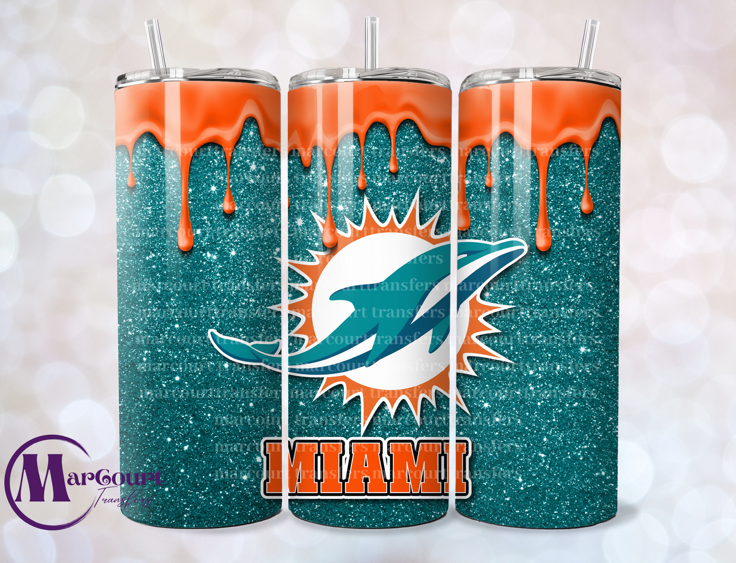 MIAMI DOLPHINS DRIP-20-SKINNY SUBLIMATION TUMBLER TRANSFER