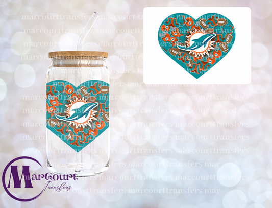 MIAMI DOLPHINS HEART DECAL-UV DTF CUP WRAP