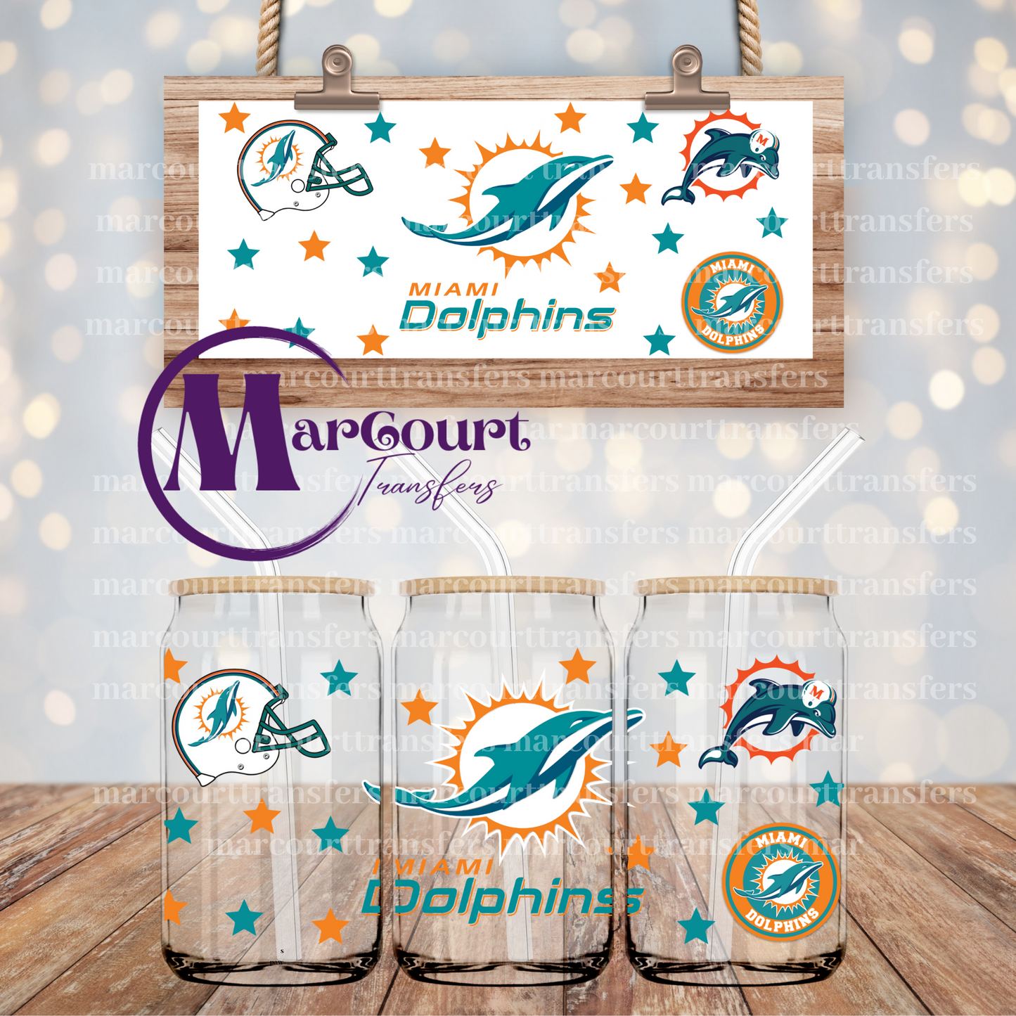 MIAMI DOLPHINS-16 0Z-UV DTF CUP WRAP