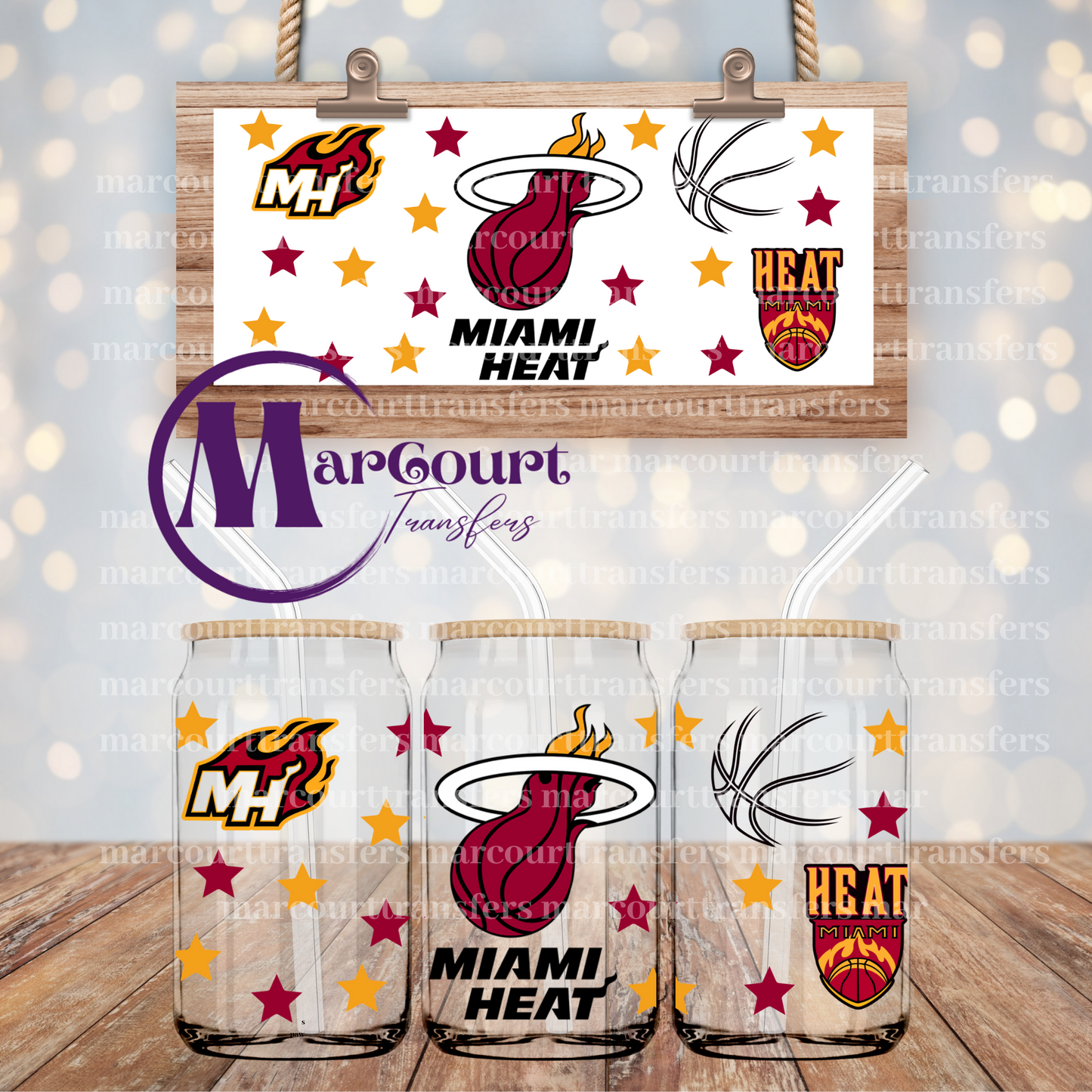 MIAMI HEAT-16 0Z-UV DTF CUP WRAP