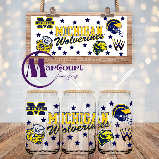 MICHIGAN WOLVERINES-16 0Z-UV DTF CUP WRAP