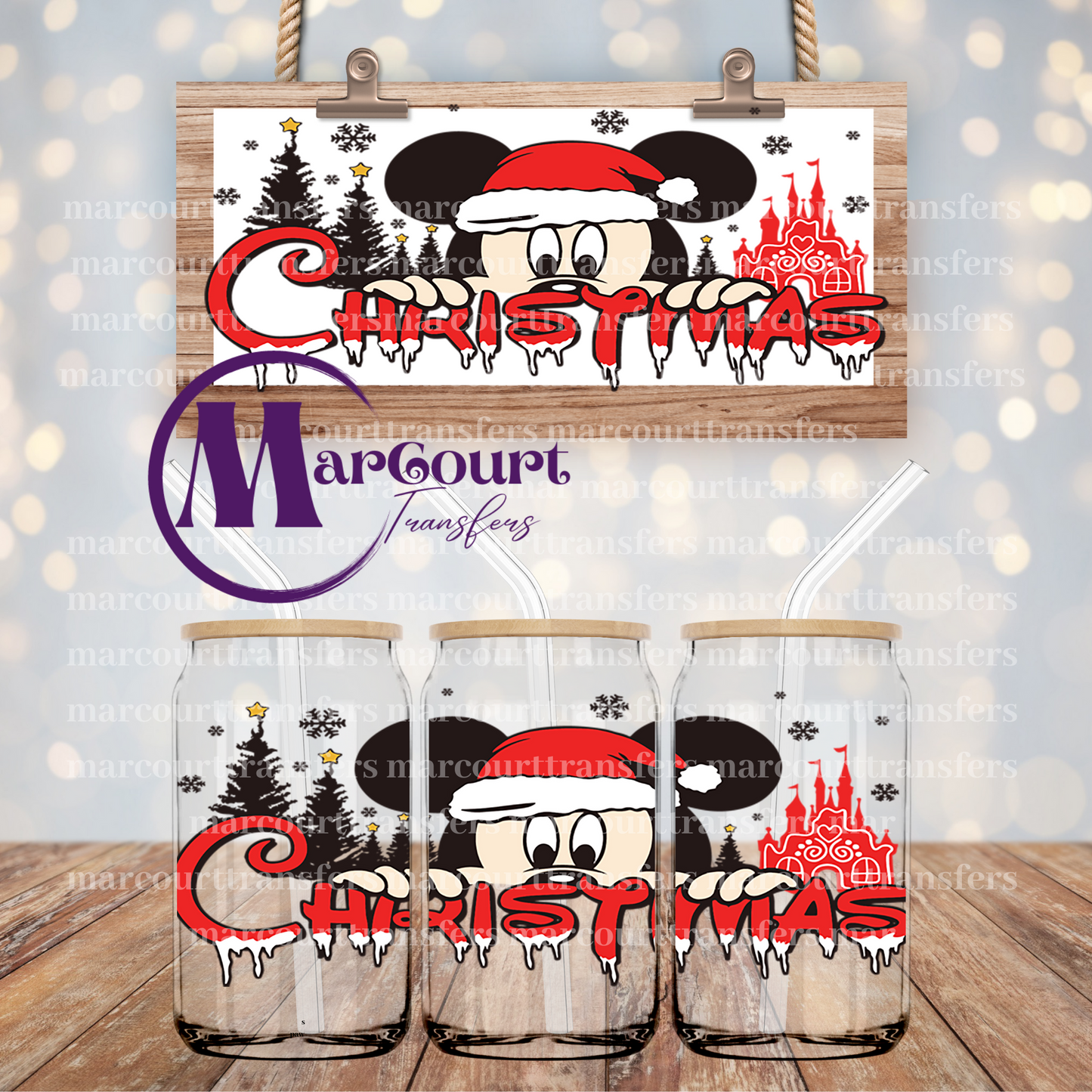 MICKEY CHRISTMAS-16 0Z-UV DTF CUP WRAP