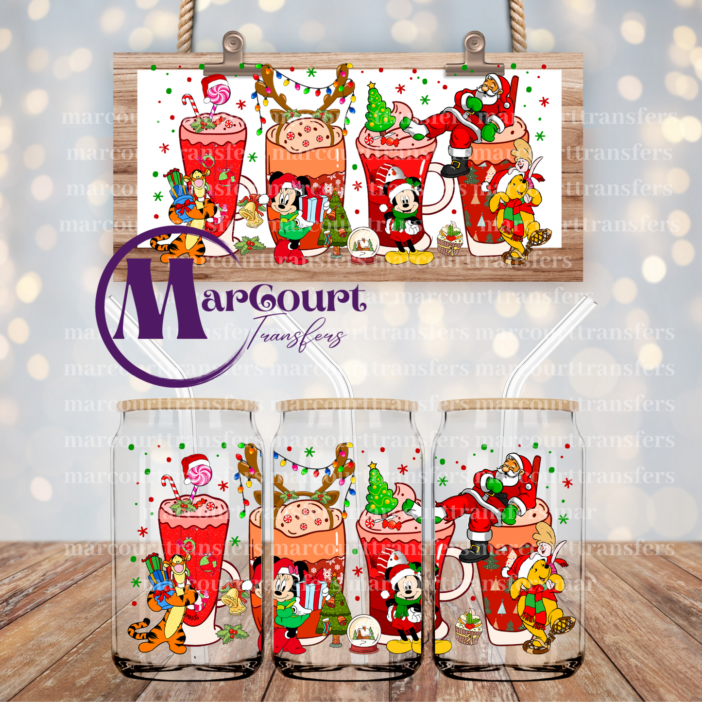 MICKEY CHRISTMAS DRINKS-16 0Z-UV DTF CUP WRAP