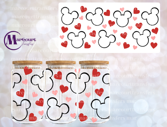 MICKEY HEARTS-16 0Z-UV DTF CUP WRAP