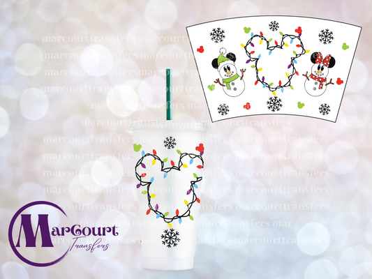 MICKEY CHRISTMAS LIGHTS-24 0Z VENTI COLD CUP -UV DTF CUP WRAP