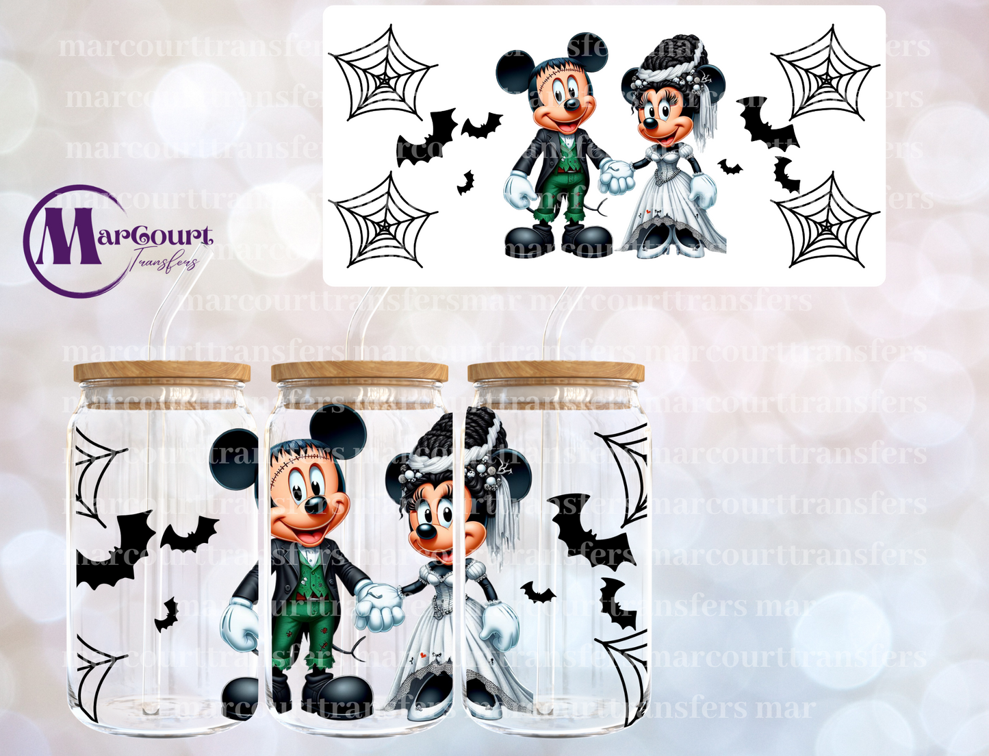 MICKEY AND MINNIE BRIDE OF FRANKENSTEIN 2-16 0Z-UV DTF CUP WRAP